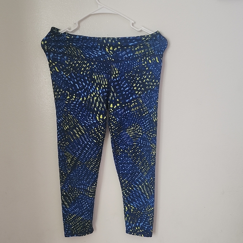 Fabletics Kids Leggings in Blue and Yellow Pattern